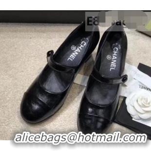 Perfect Chanel Heel 6.5cm Calfskin Mary Janes Pumps G34429 Black 2019