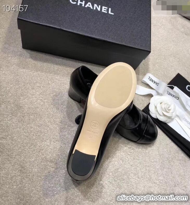 Perfect Chanel Heel 6.5cm Calfskin Mary Janes Pumps G34429 Black 2019