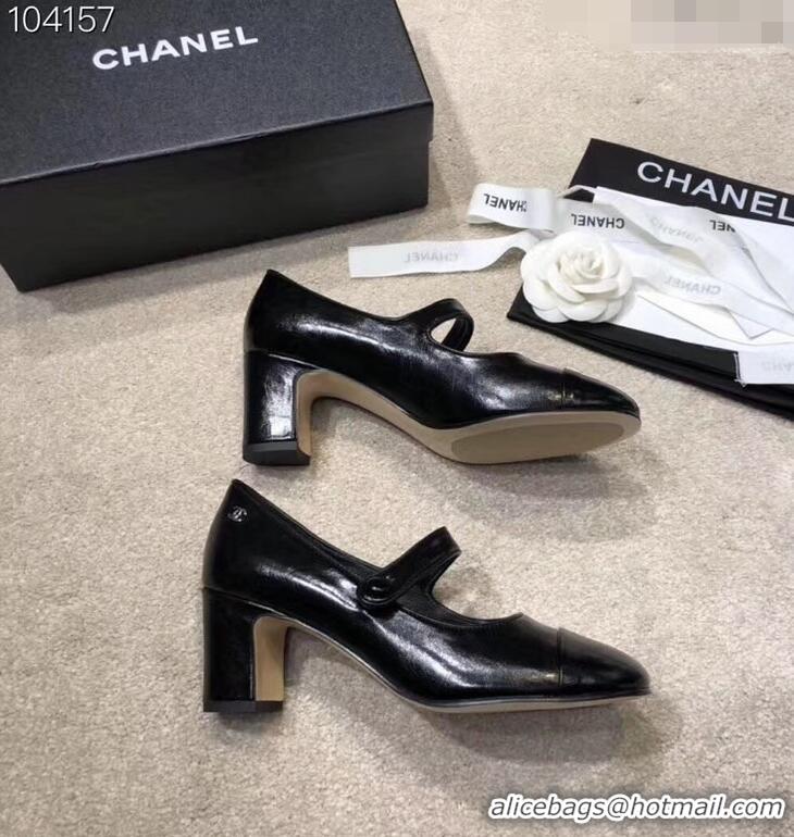 Perfect Chanel Heel 6.5cm Calfskin Mary Janes Pumps G34429 Black 2019