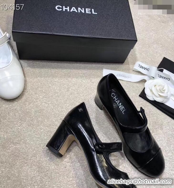 Perfect Chanel Heel 6.5cm Calfskin Mary Janes Pumps G34429 Black 2019