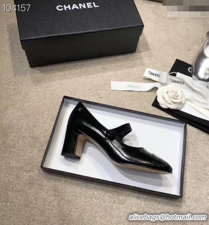 Perfect Chanel Heel 6.5cm Calfskin Mary Janes Pumps G34429 Black 2019