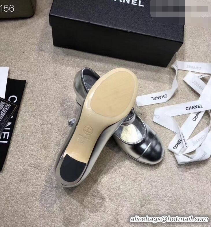 Buy Cheap Chanel Heel 6.5cm Calfskin Mary Janes Pumps G34429 Silver 2019