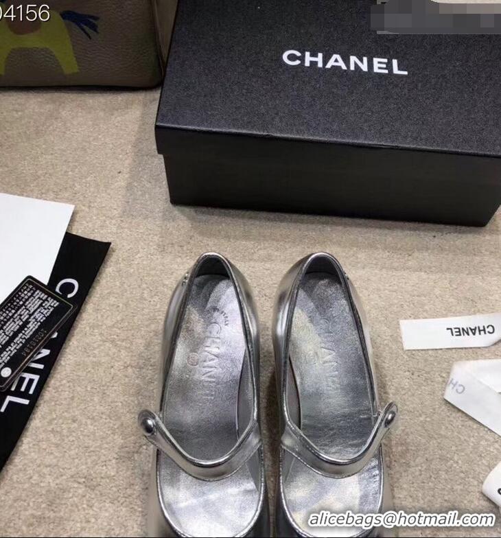 Buy Cheap Chanel Heel 6.5cm Calfskin Mary Janes Pumps G34429 Silver 2019