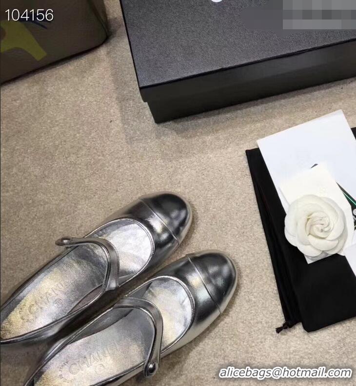 Buy Cheap Chanel Heel 6.5cm Calfskin Mary Janes Pumps G34429 Silver 2019