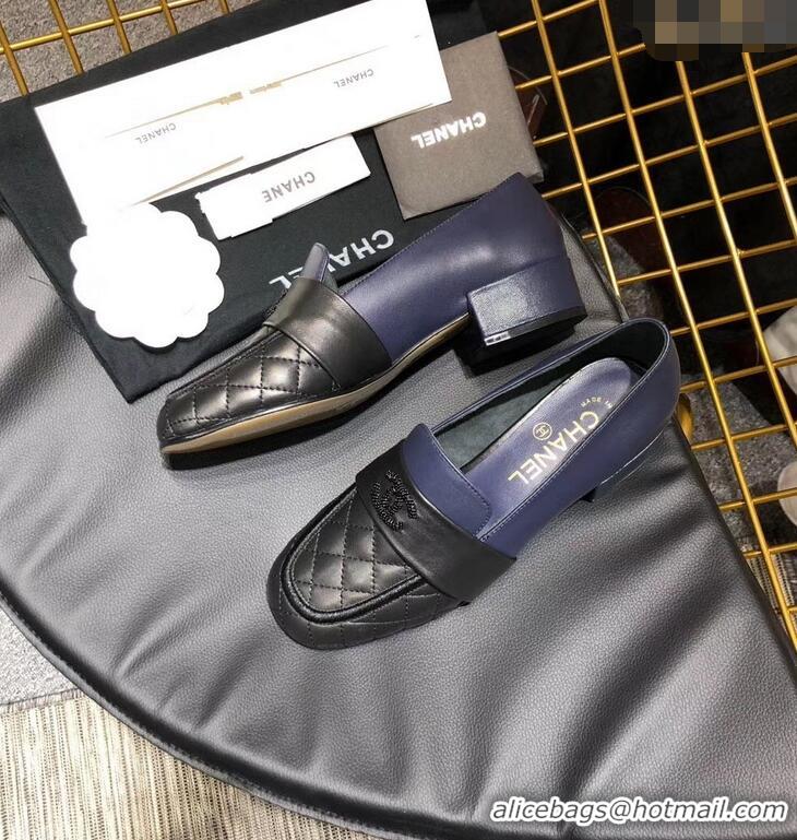 Hot Sell CHANEL 3CM HEEL LAMBSKIN LOAFERS G34345 BLACK 2019