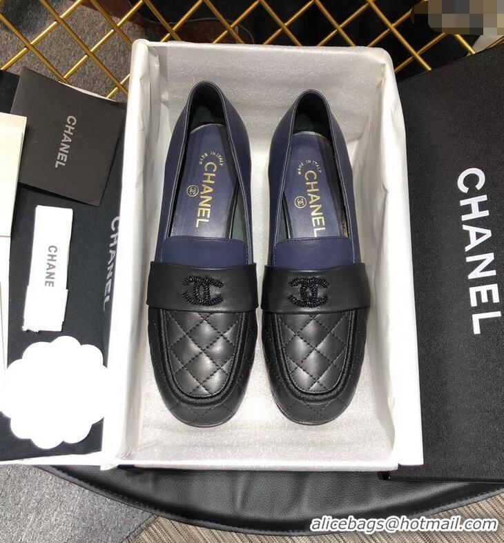 Hot Sell CHANEL 3CM HEEL LAMBSKIN LOAFERS G34345 BLACK 2019