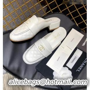 Good Product CHANEL 3CM HEEL LAMBSKIN SANDALS G34568 WHITE 2019