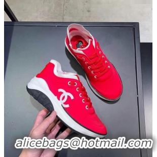 Classic Practical CHANEL FABRIC SNEAKERS G34763 RED/WHITE 2019