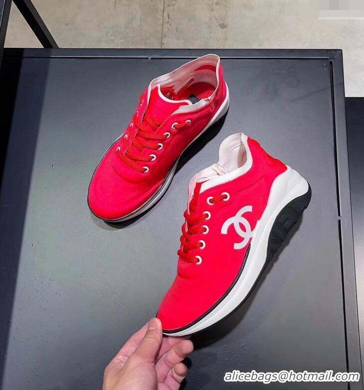 Classic Practical CHANEL FABRIC SNEAKERS G34763 RED/WHITE 2019