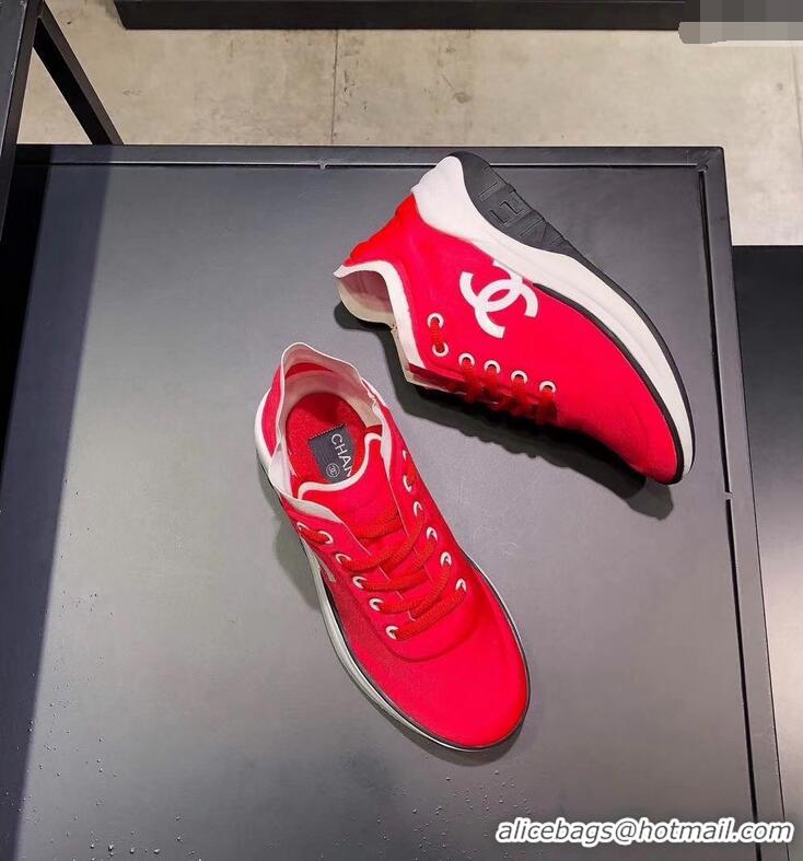 Classic Practical CHANEL FABRIC SNEAKERS G34763 RED/WHITE 2019