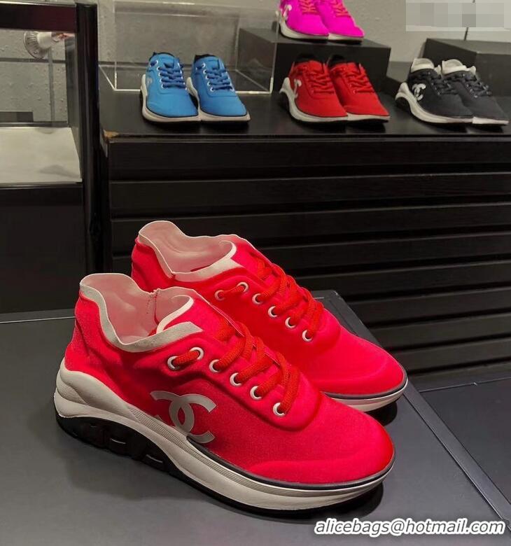 Classic Practical CHANEL FABRIC SNEAKERS G34763 RED/WHITE 2019