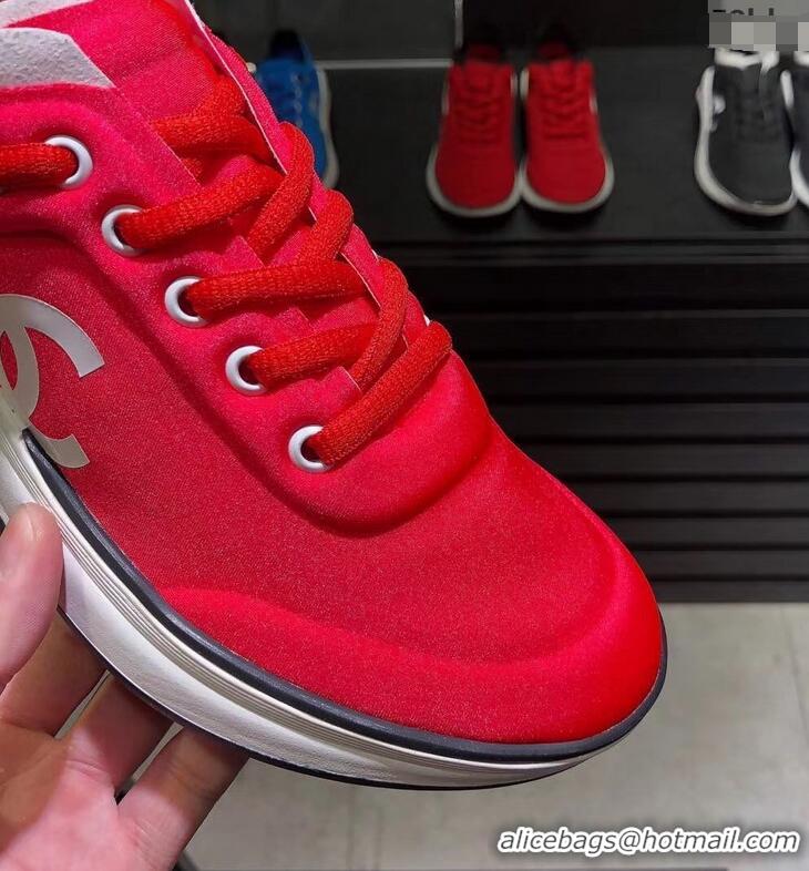 Classic Practical CHANEL FABRIC SNEAKERS G34763 RED/WHITE 2019