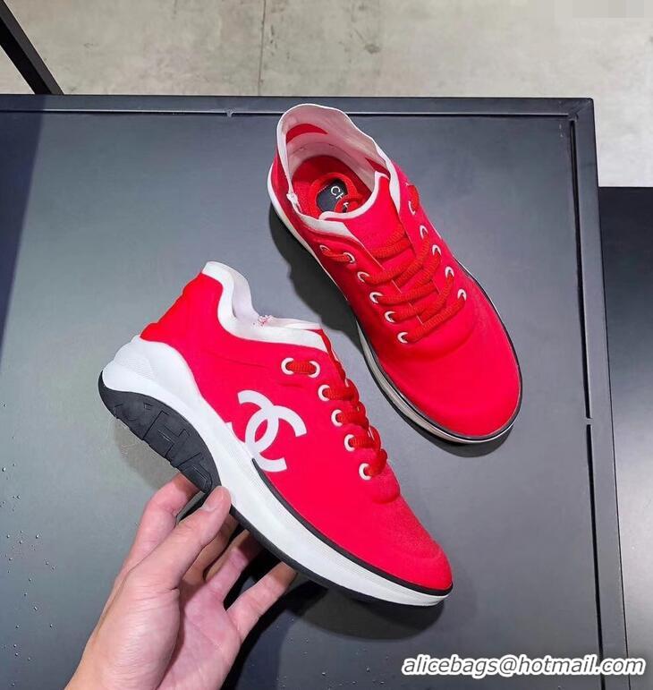 Classic Practical CHANEL FABRIC SNEAKERS G34763 RED/WHITE 2019