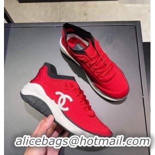 Sale Promotional CHANEL FABRIC SNEAKERS G34763 RED/BLACK 2019