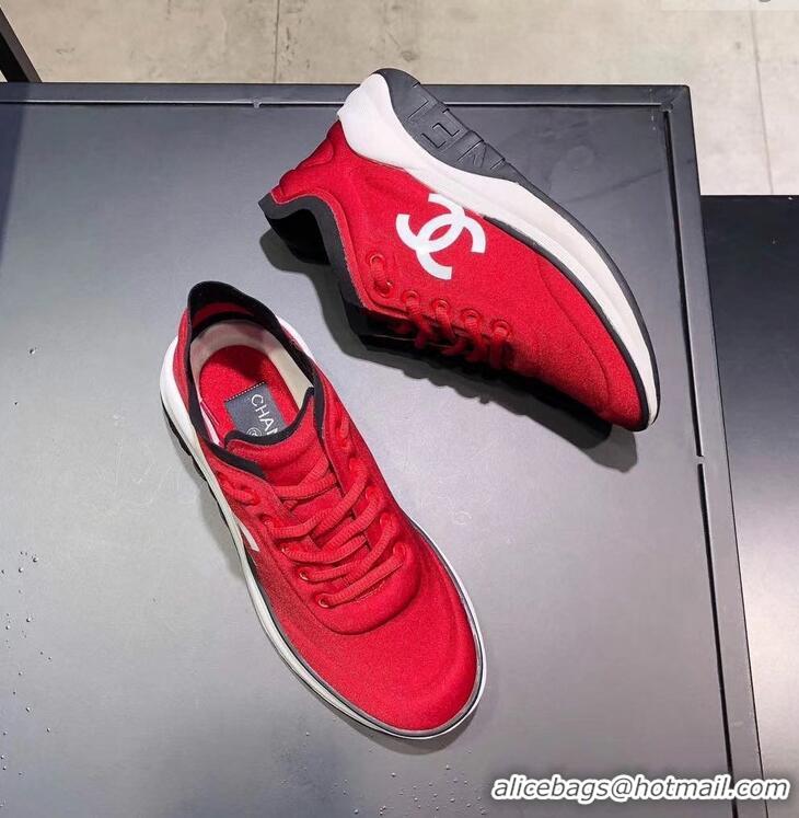 Sale Promotional CHANEL FABRIC SNEAKERS G34763 RED/BLACK 2019