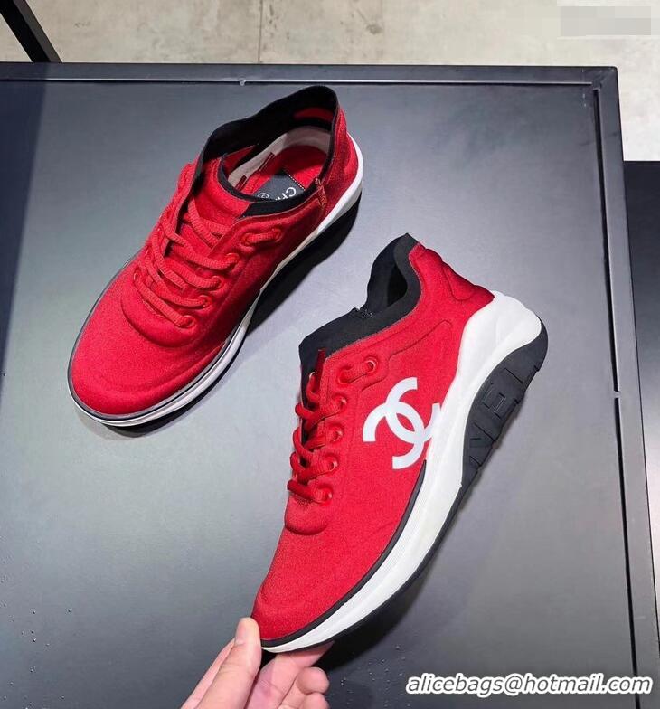 Sale Promotional CHANEL FABRIC SNEAKERS G34763 RED/BLACK 2019