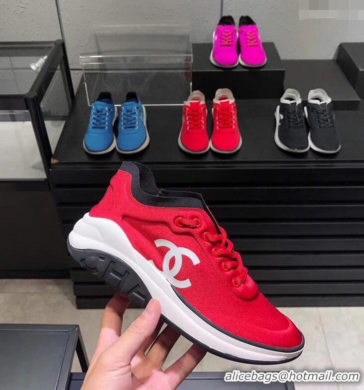 Sale Promotional CHANEL FABRIC SNEAKERS G34763 RED/BLACK 2019