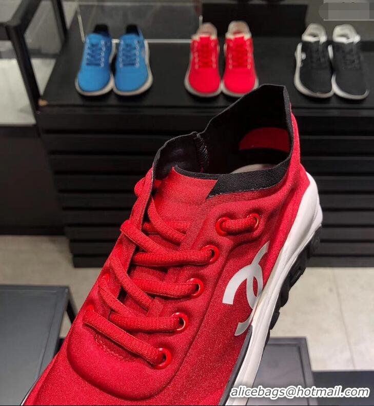 Sale Promotional CHANEL FABRIC SNEAKERS G34763 RED/BLACK 2019