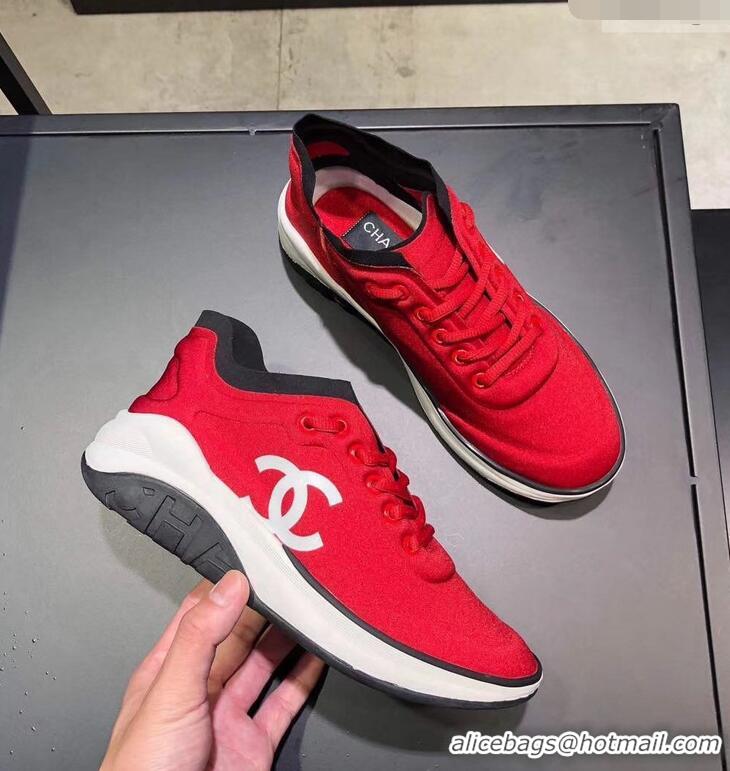 Sale Promotional CHANEL FABRIC SNEAKERS G34763 RED/BLACK 2019