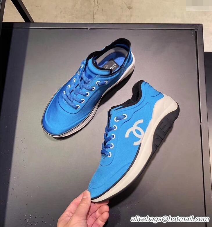 Low Cost Design CHANEL FABRIC SNEAKERS G34763 BLUE 2019