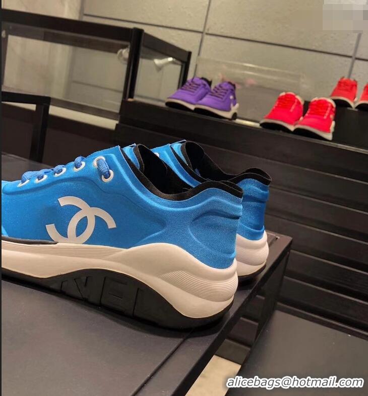 Low Cost Design CHANEL FABRIC SNEAKERS G34763 BLUE 2019