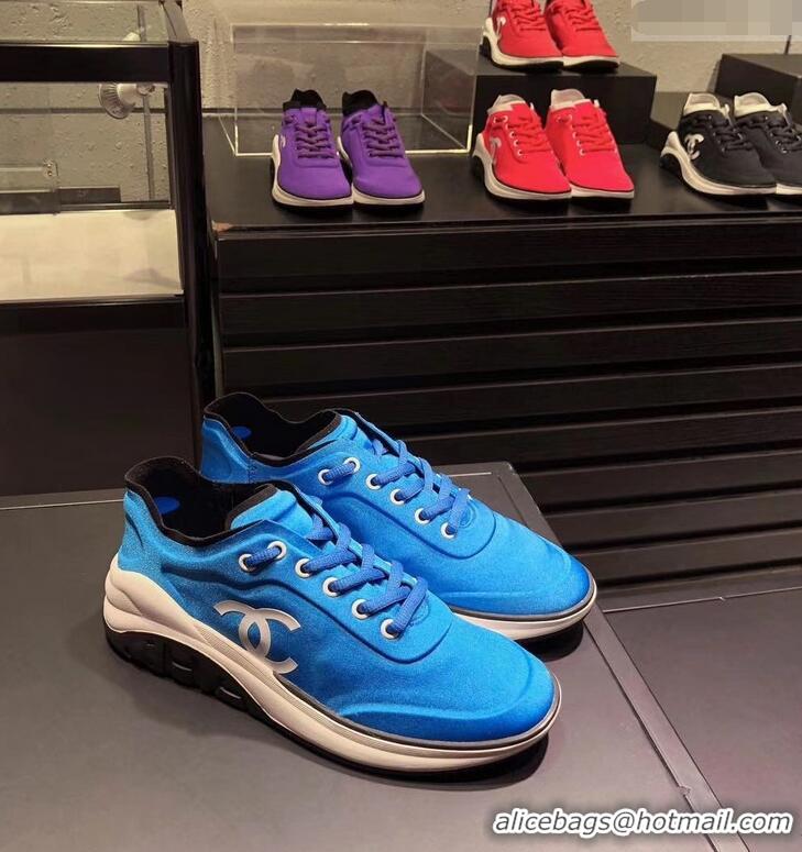 Low Cost Design CHANEL FABRIC SNEAKERS G34763 BLUE 2019