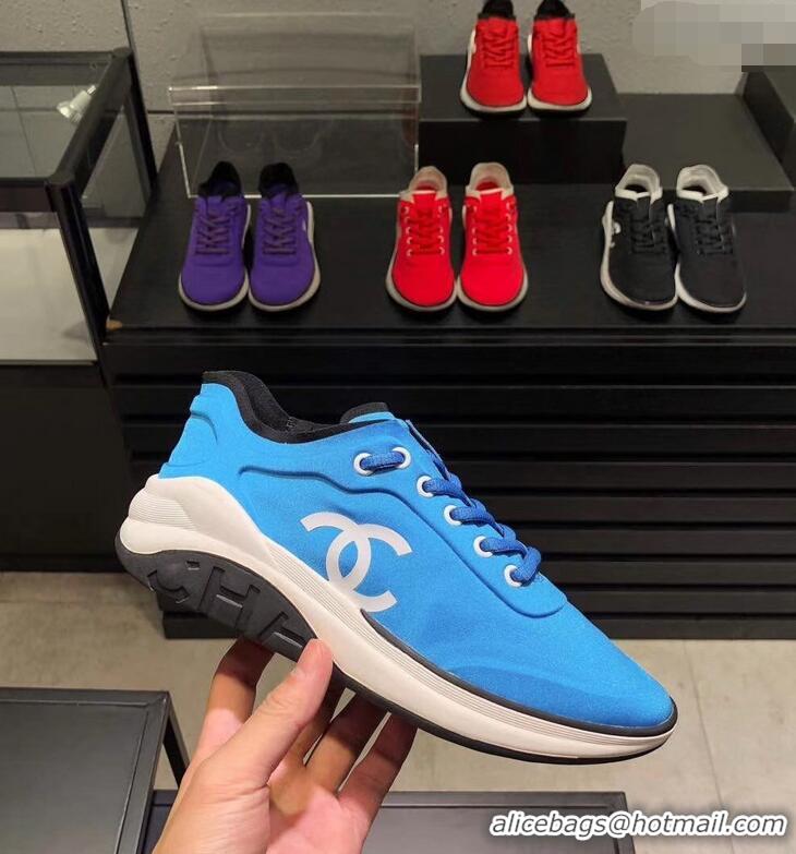 Low Cost Design CHANEL FABRIC SNEAKERS G34763 BLUE 2019