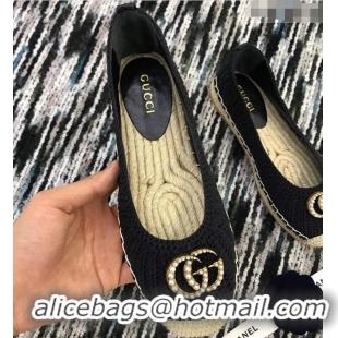 Low Price Gucci Crochet Espadrille With Pearls Double G 524974 Black