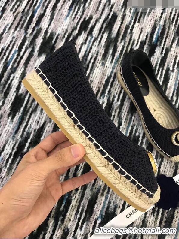 Low Price Gucci Crochet Espadrille With Pearls Double G 524974 Black