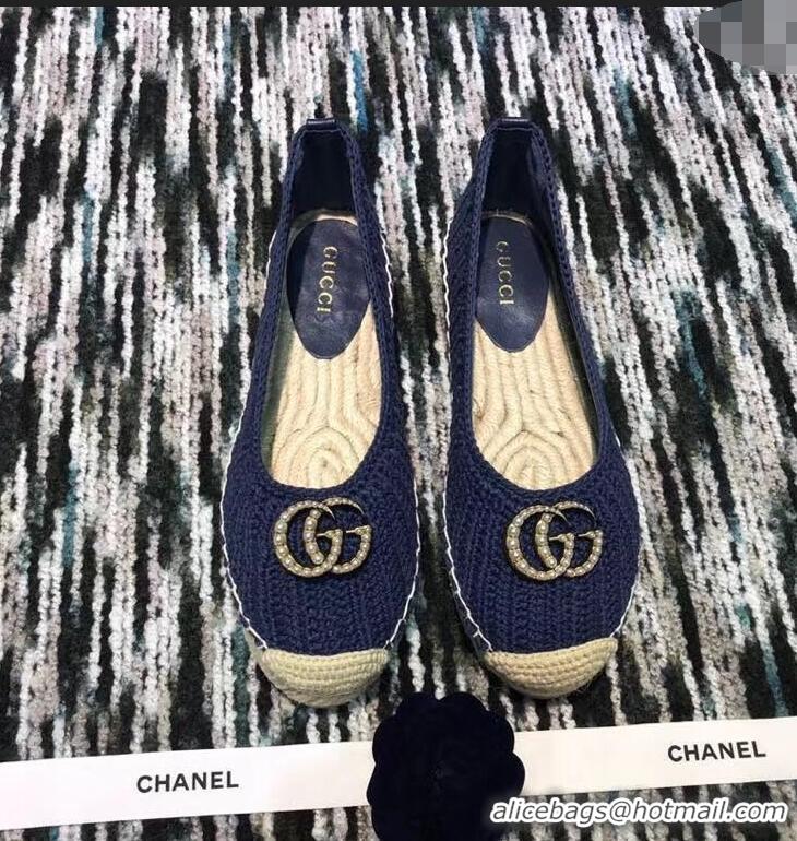 Super Quality Gucci Crochet Espadrille With Pearls Double G 524974 Blue