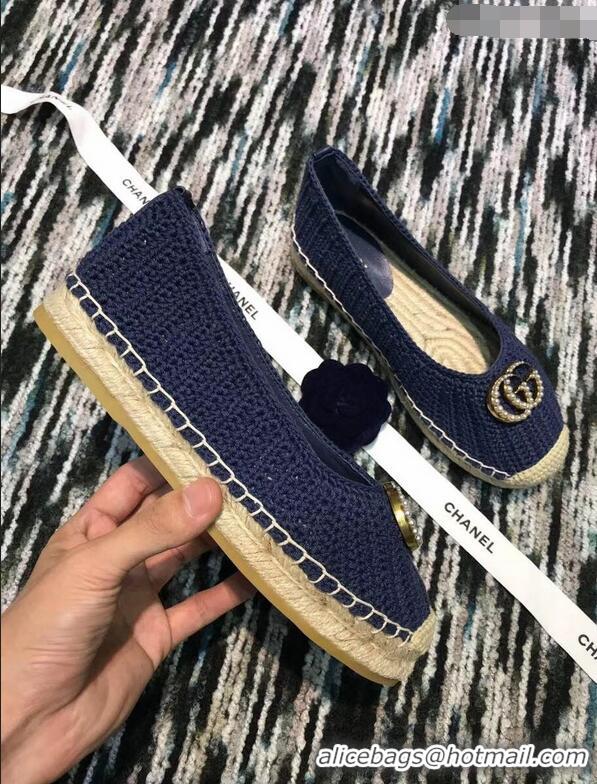 Super Quality Gucci Crochet Espadrille With Pearls Double G 524974 Blue