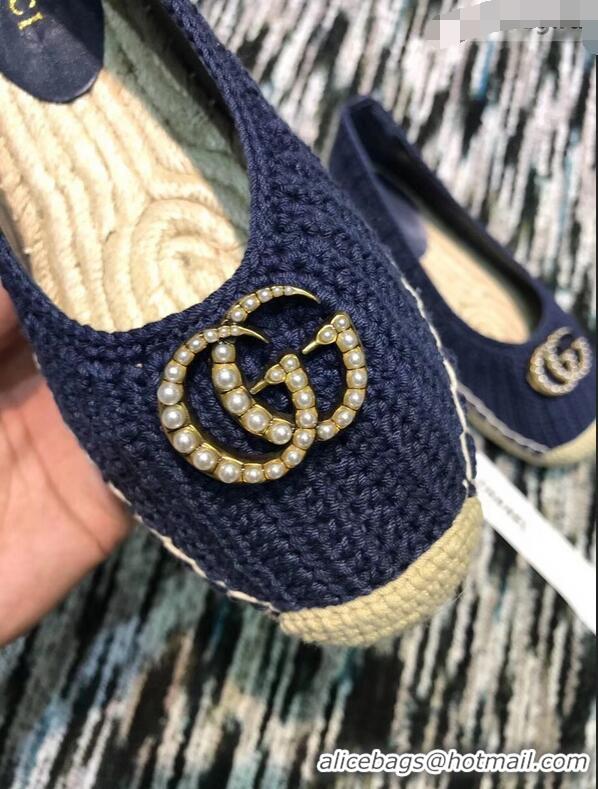 Super Quality Gucci Crochet Espadrille With Pearls Double G 524974 Blue