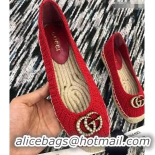 Youthful Gucci Crochet Espadrille With Pearls Double G 524974 Red