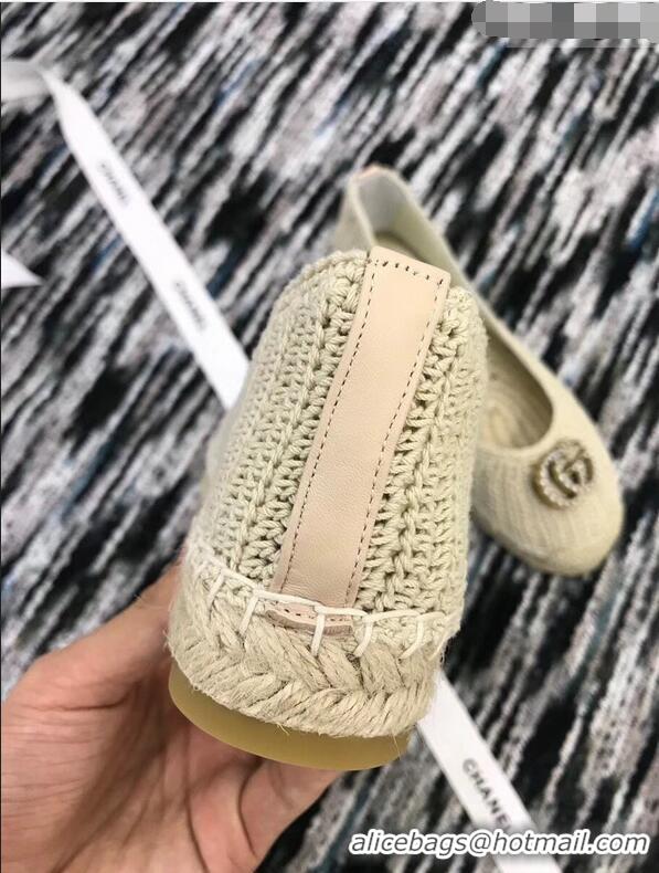 Imitation Gucci Crochet Espadrille With Pearls Double G 524974 Beige