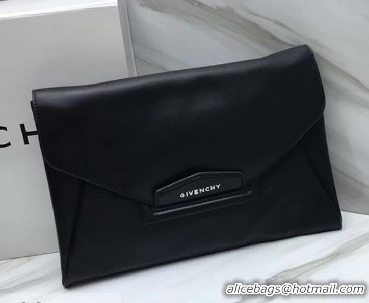 Best Product Givenchy Large Envelope Clutch 501434 Black/White Logo