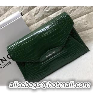 New Fashion Givenchy Large Envelope Embossed Crocodile Clutch 501436 Green