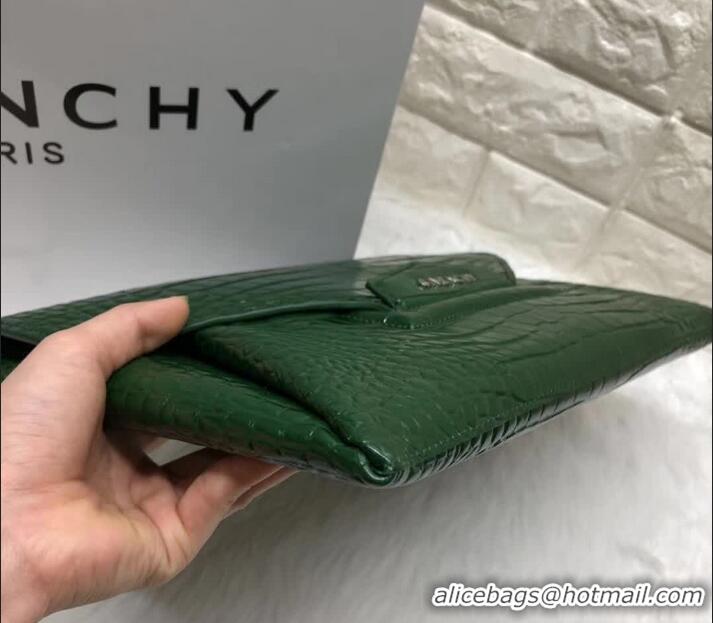 New Fashion Givenchy Large Envelope Embossed Crocodile Clutch 501436 Green