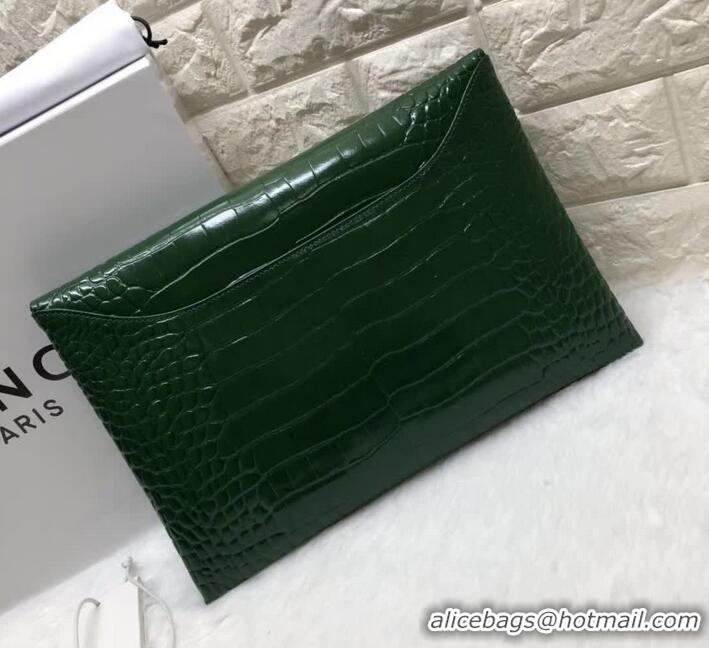 New Fashion Givenchy Large Envelope Embossed Crocodile Clutch 501436 Green