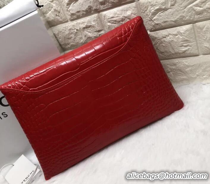 Best Quality Givenchy Large Envelope Embossed Crocodile Clutch 501436 Red