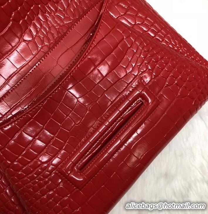 Best Quality Givenchy Large Envelope Embossed Crocodile Clutch 501436 Red