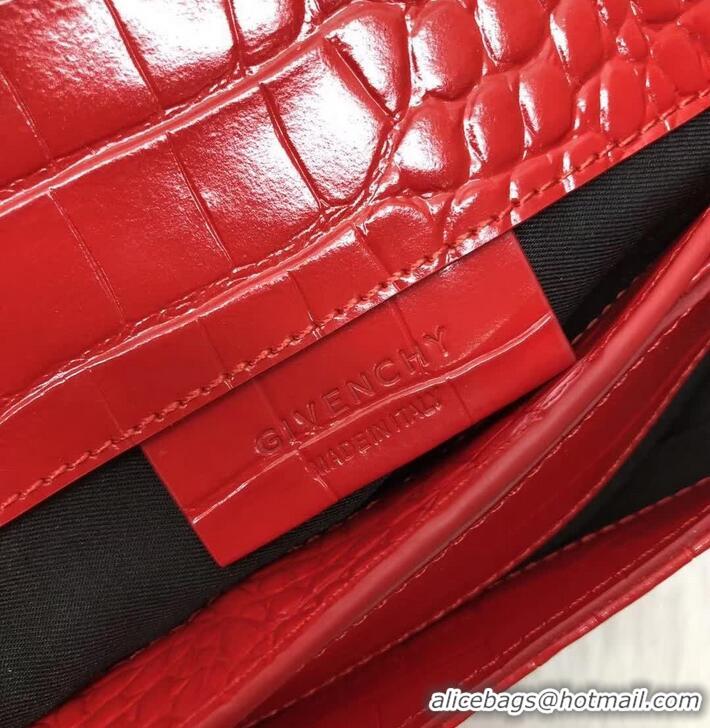 Best Quality Givenchy Large Envelope Embossed Crocodile Clutch 501436 Red