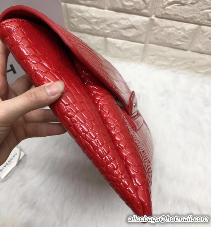 Best Quality Givenchy Large Envelope Embossed Crocodile Clutch 501436 Red