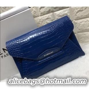 Discounts Givenchy Large Envelope Embossed Crocodile Clutch 501436 Blue