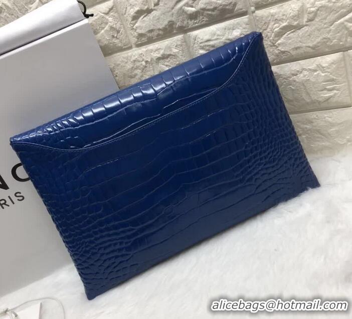 Discounts Givenchy Large Envelope Embossed Crocodile Clutch 501436 Blue