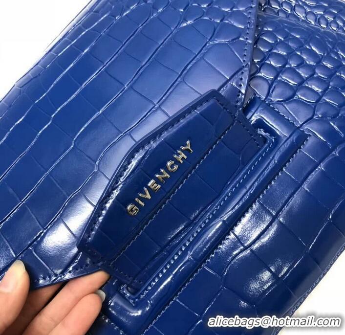 Discounts Givenchy Large Envelope Embossed Crocodile Clutch 501436 Blue