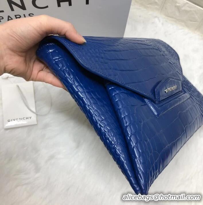 Discounts Givenchy Large Envelope Embossed Crocodile Clutch 501436 Blue