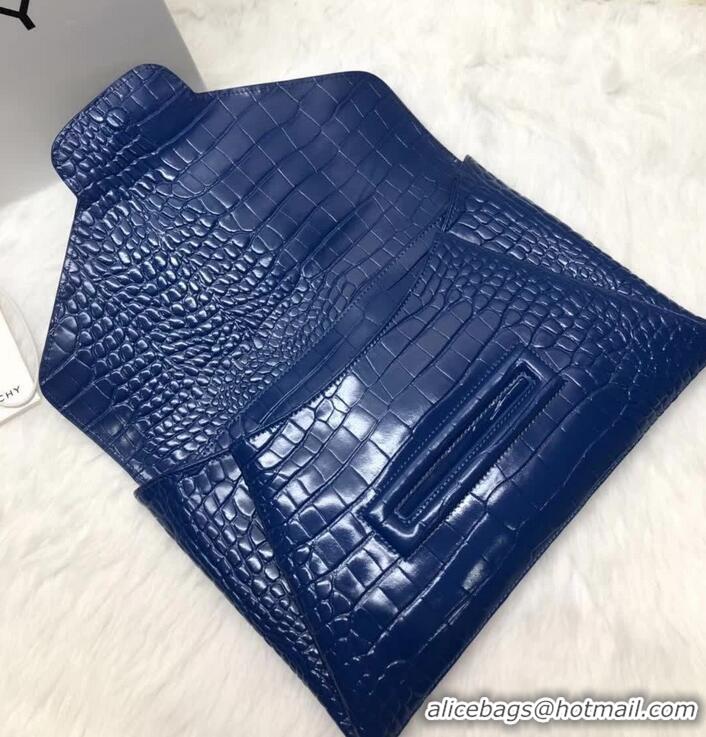 Discounts Givenchy Large Envelope Embossed Crocodile Clutch 501436 Blue