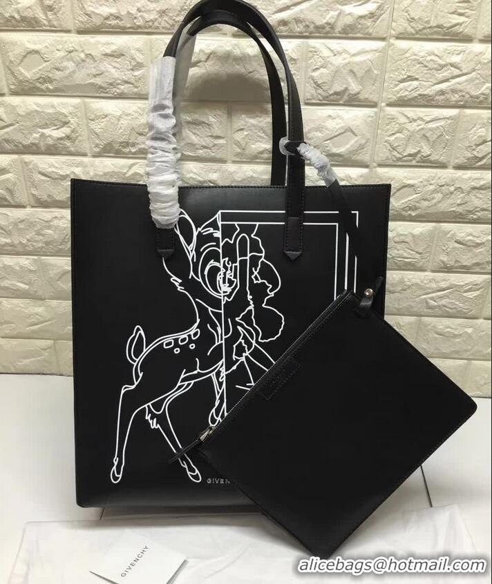 Luxury Cheap Givenchy Calfskin Fawn Printed Shopper Tote Small 501441 Black