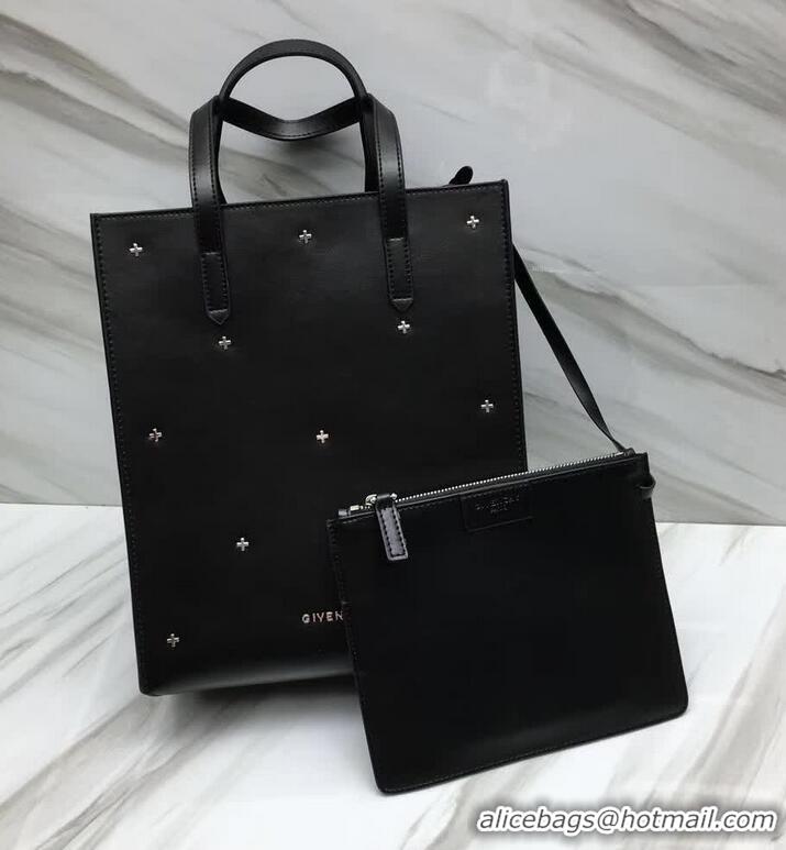 Luxury Discount Givenchy Calfskin Cross Studded Shopper Tote 501443 Black