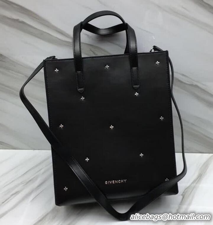 Luxury Discount Givenchy Calfskin Cross Studded Shopper Tote 501443 Black